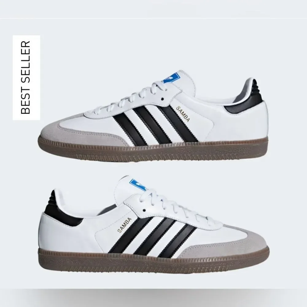 Adidas Samba OG Shoes Size 4.5 in‎ Cloud White/Core Black/gum NWT in packaging